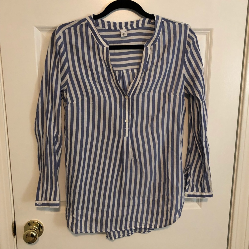 Blue and white striped top